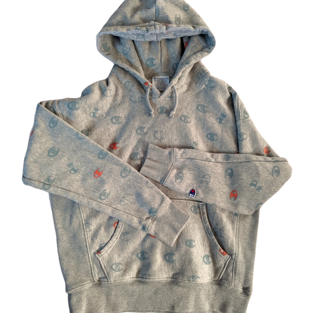 Champion Reverse Weave All Over Print Grey Hoodie - image 8